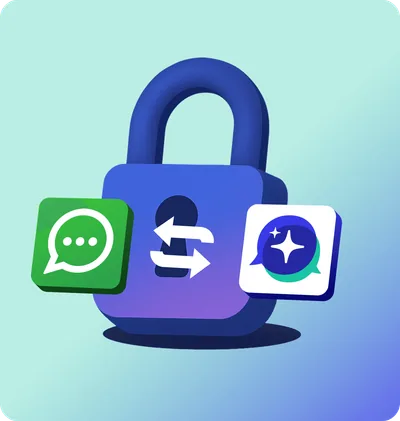 A secure padlock connecting WhatsApp and WhatLingo